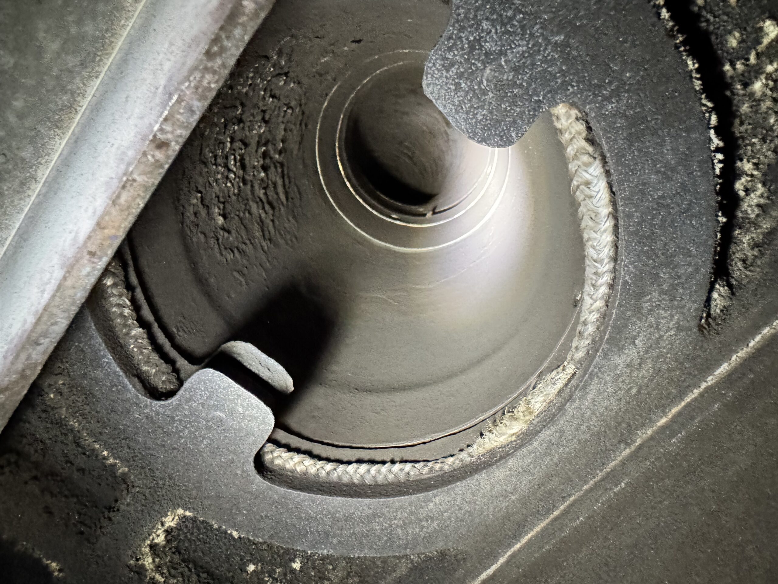 Smooth inside of the same log burner flue pipe after chimney sweeping